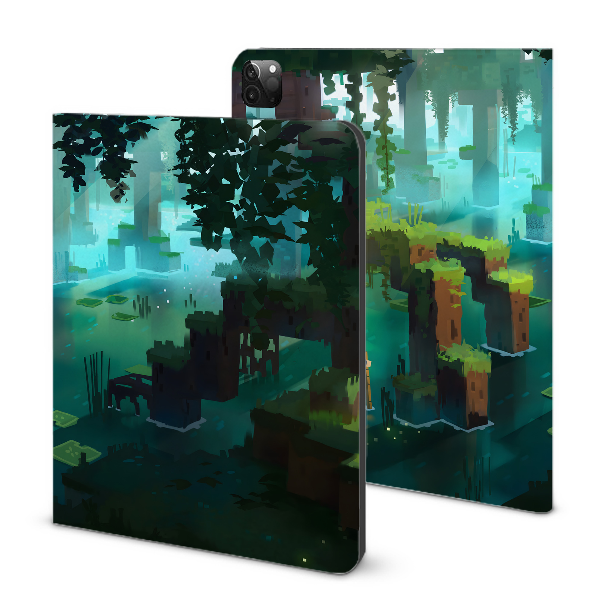 （画像用） マインクラフト ブロックの世界 Minecraft MC Block world IPadケース ペンホルダー付き ブックスタイルデザイン